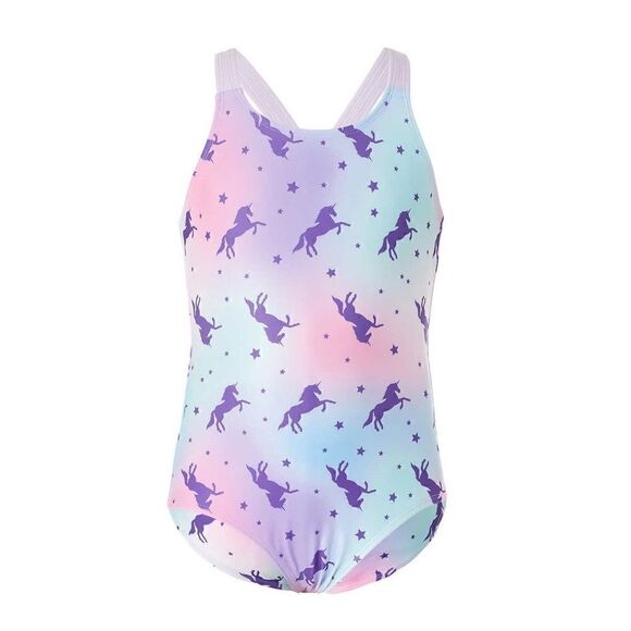 NWT SAINT EVE Girls Youth Unicorn Beach CoverUp Robe & Swimsuit 2 piece Set: Siz - Picture 2 of 7